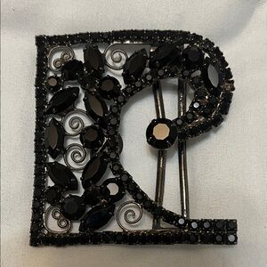 Elegant Vintage Black Beaded Belt Buckle